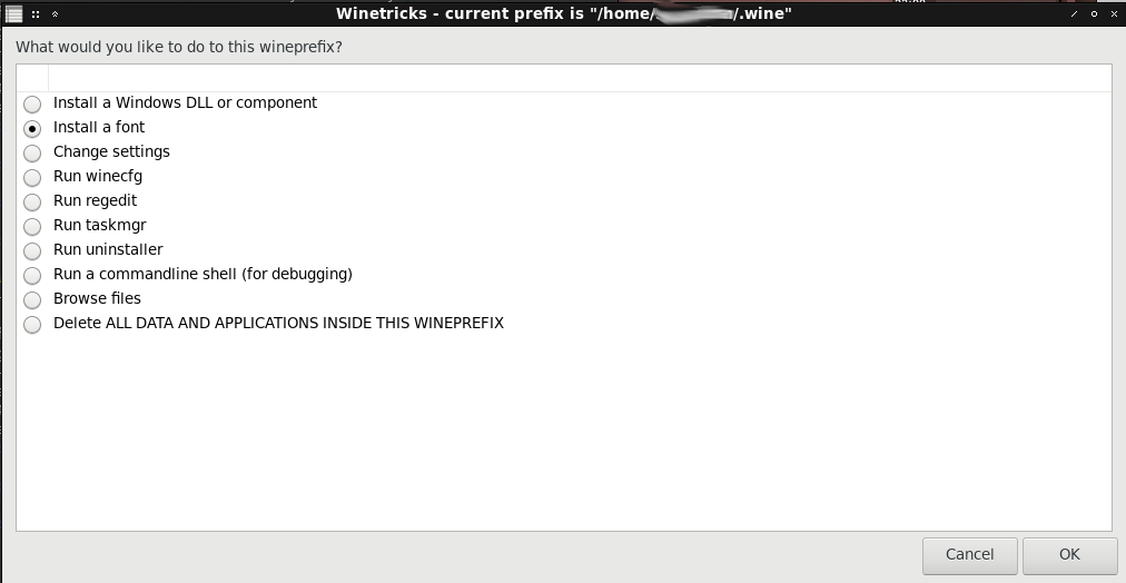 Winetricks - Install a Font